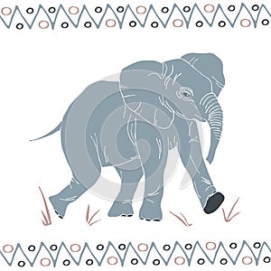 Vector isolated walking elephant pattern photo
